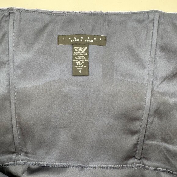 Laundry By Shelli Segal Navy Silk Strapless Bubble Skirt Dress Size 4 - Picture 6 of 11